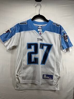 Reebok Eddie George #27 Tennessee Titans White Youth M Jersey